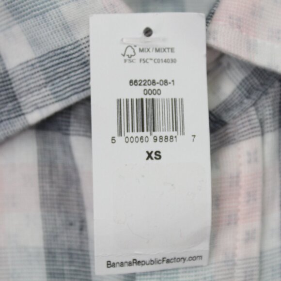 Banana Republic Untucked Shirt NWT Mens XS White/Pink/Blue Slim Fit L/S Cotton - Picture 6 of 15